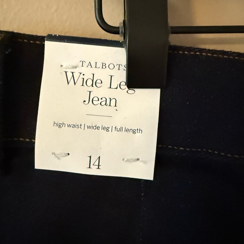 Talbots ultra wide leg denim trousers jeans Dakota wash size 14 nwt - Picture 6 of 7